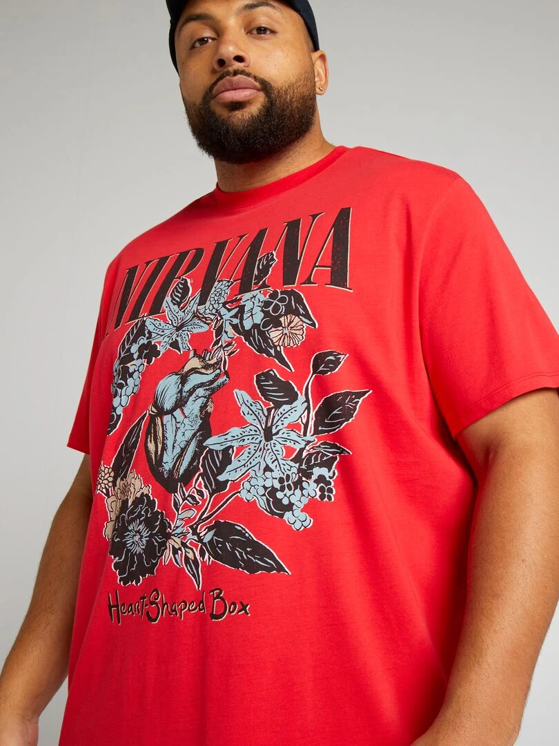 Tee shirt 'Nirvana' à col rond Rouge