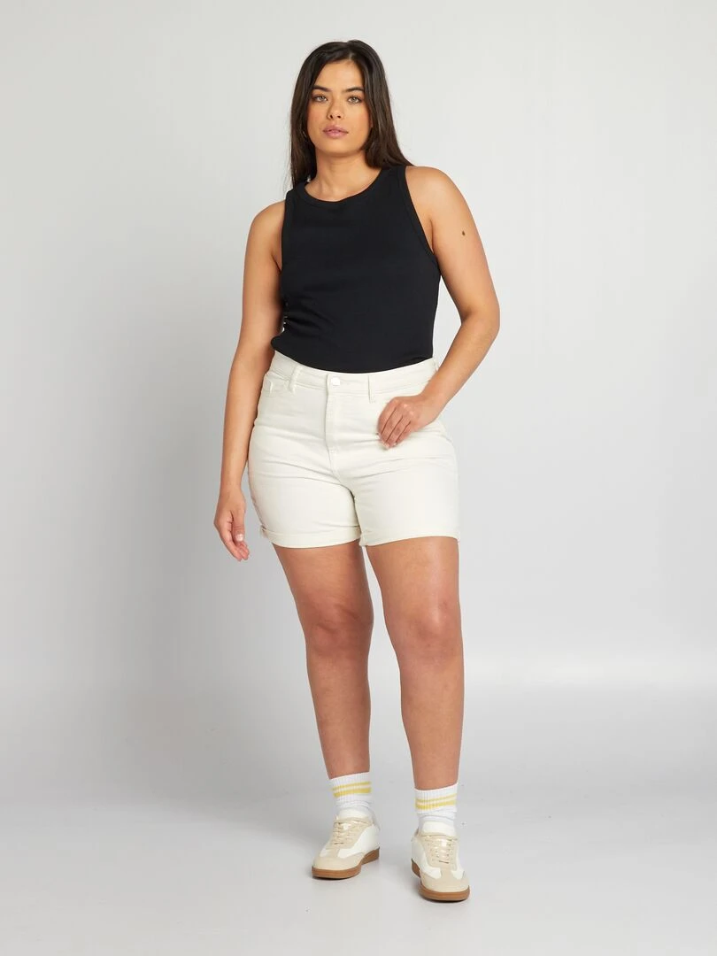 Short en jean à taille haute   Blanc