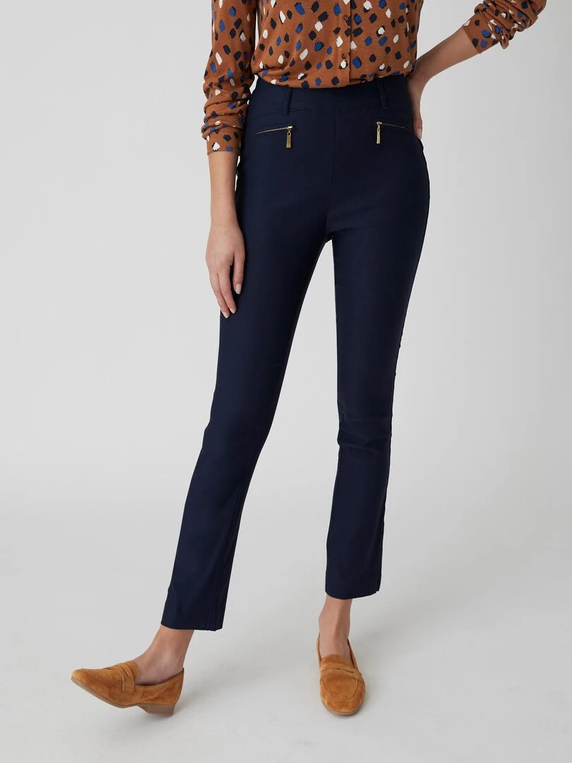 Pantalon 7/8ème toile extensible Damart Bleu marine