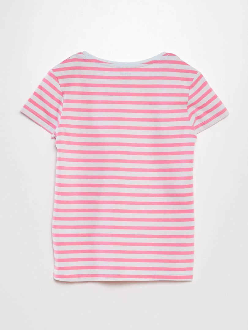 T shirt imprimé marinière   Rose/bleu