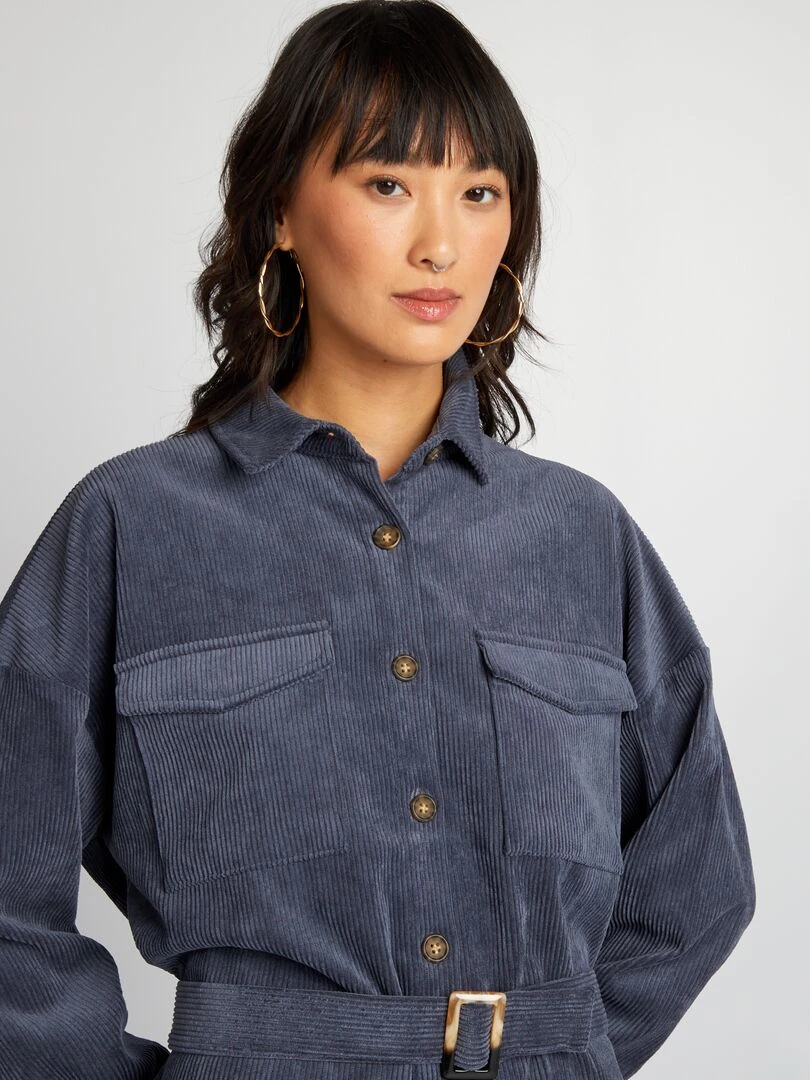 Robe en velours   Bleu