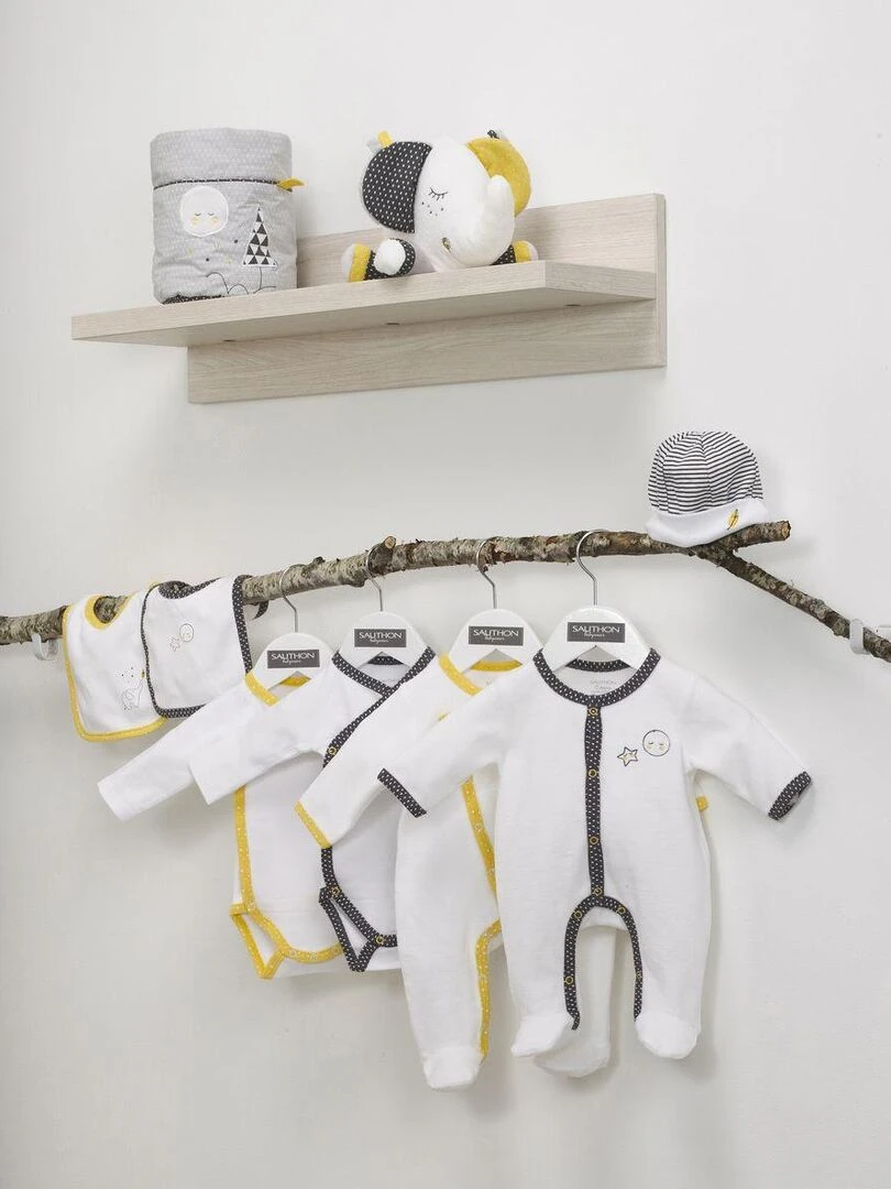 Pyjama bébé en velours   SAUTHON   Blanc Gris