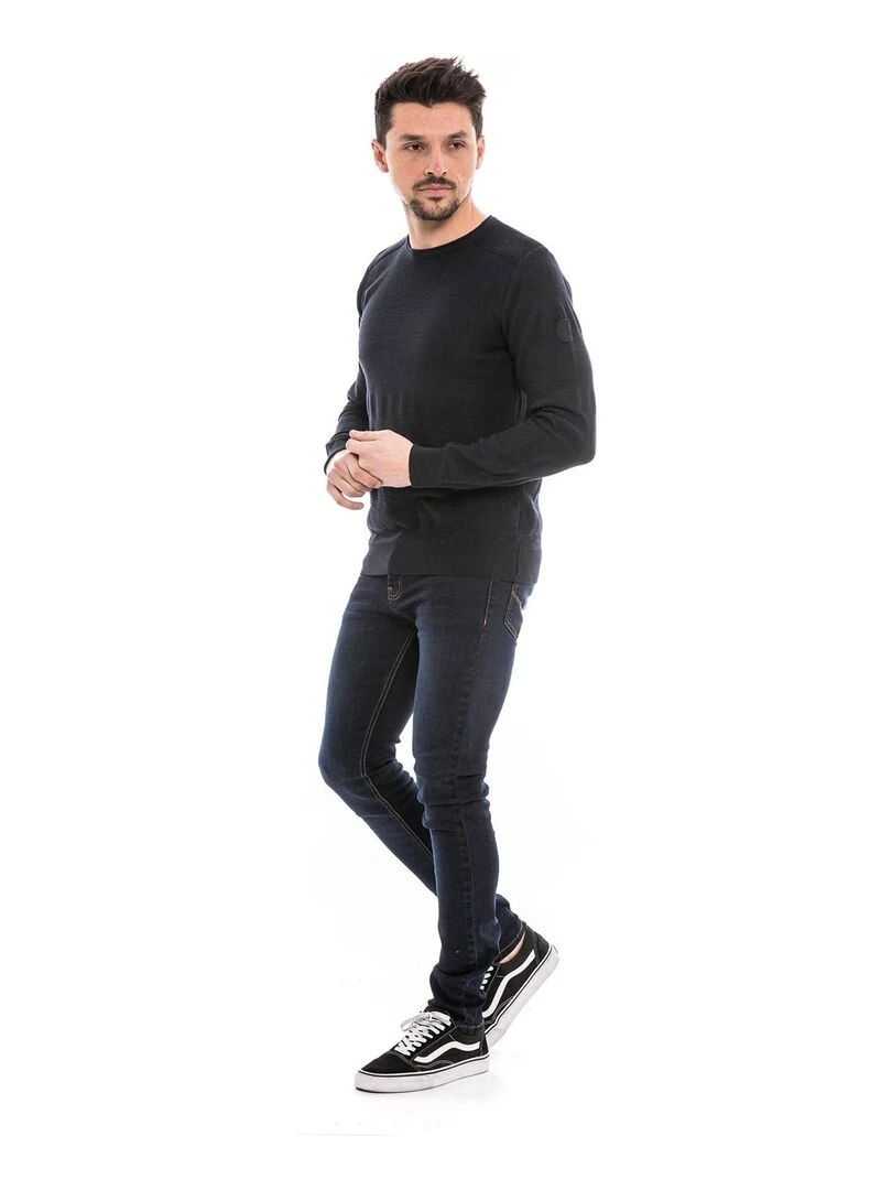 Pull col rond pur coton ADALYS   Bleu marine