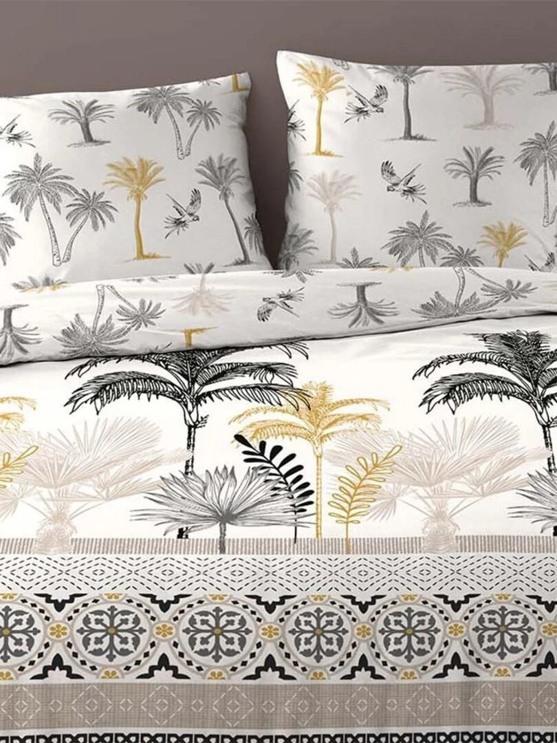 Housse de couette 240x220 + 2 taies Palmerys coton 52 fils Blanc
