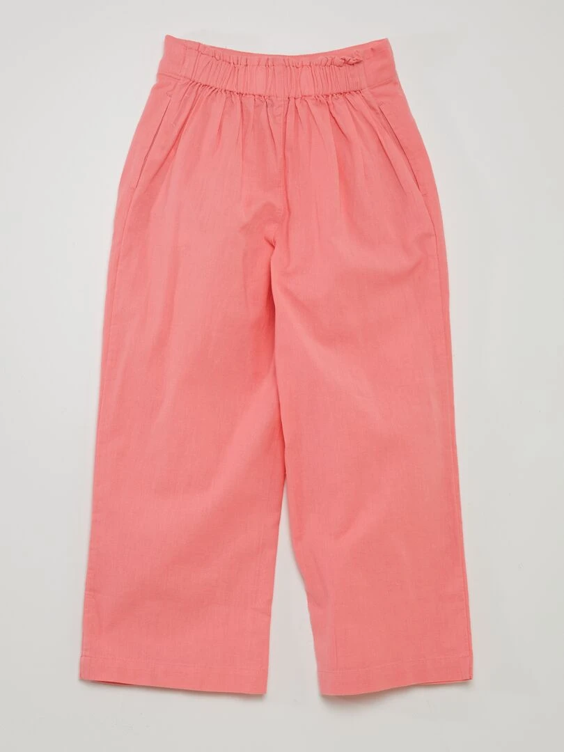 Pantalon large uni rose