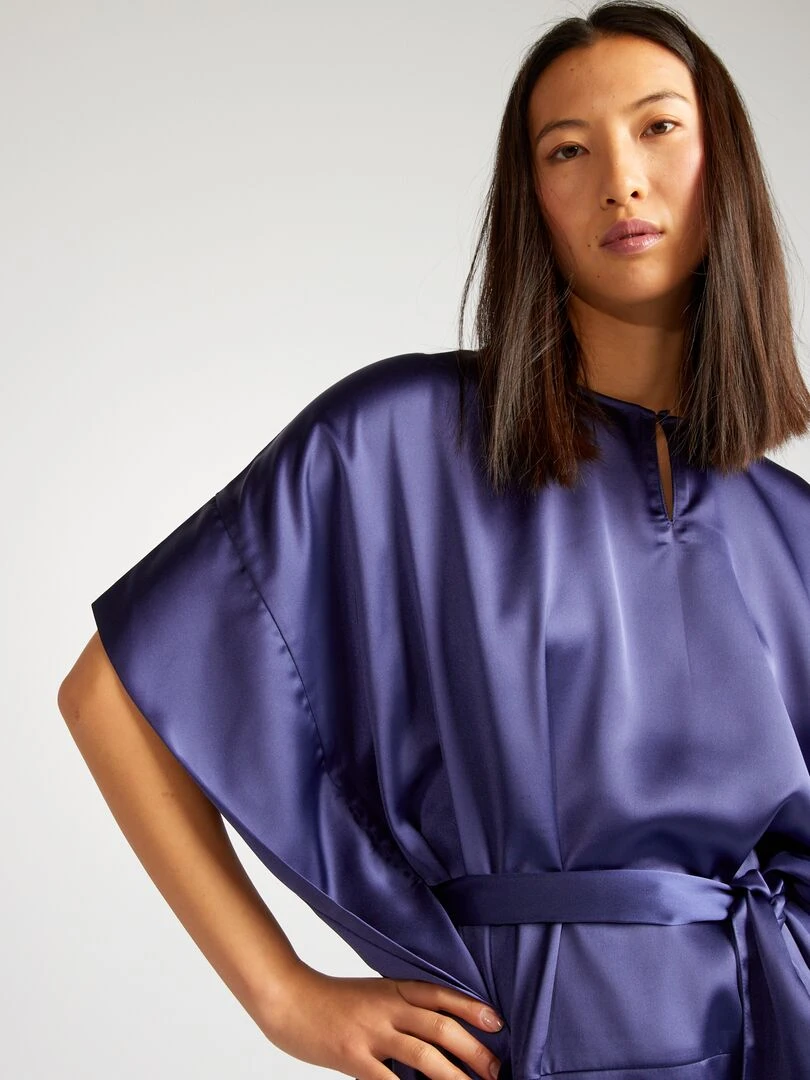 Blouse sans manches unie et satinée   Bleu