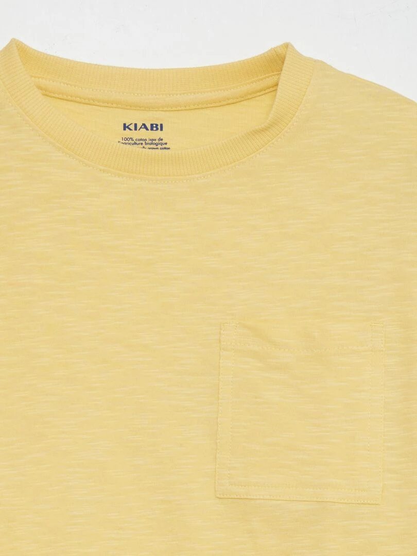 T shirt large à col rond Jaune