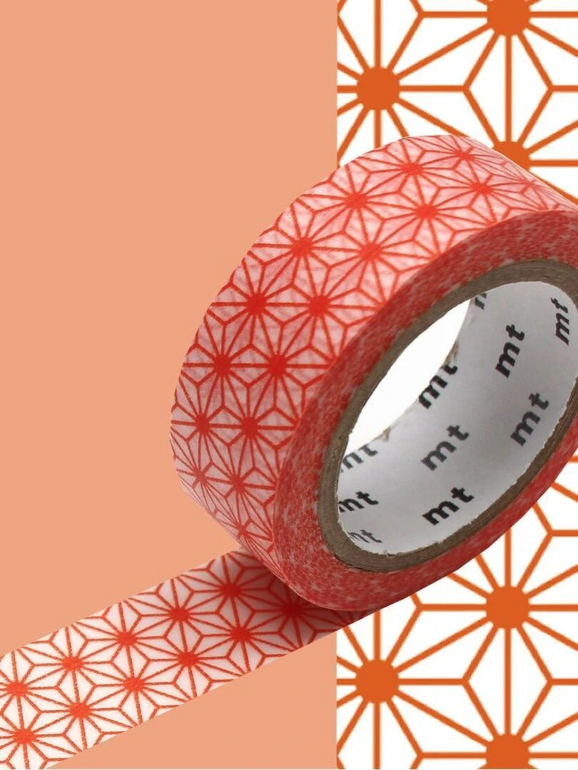 Masking tape étoiles Asanoha Orange 1 5 cm x 7 m N/A