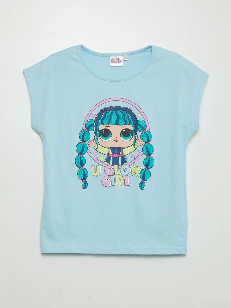 Ensemble t shirt + short 'Lol'   2 pièces   bleu