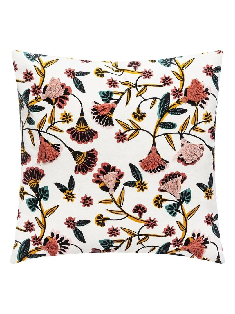Housse de coussin 40x40 Gypsy pompon Blanc