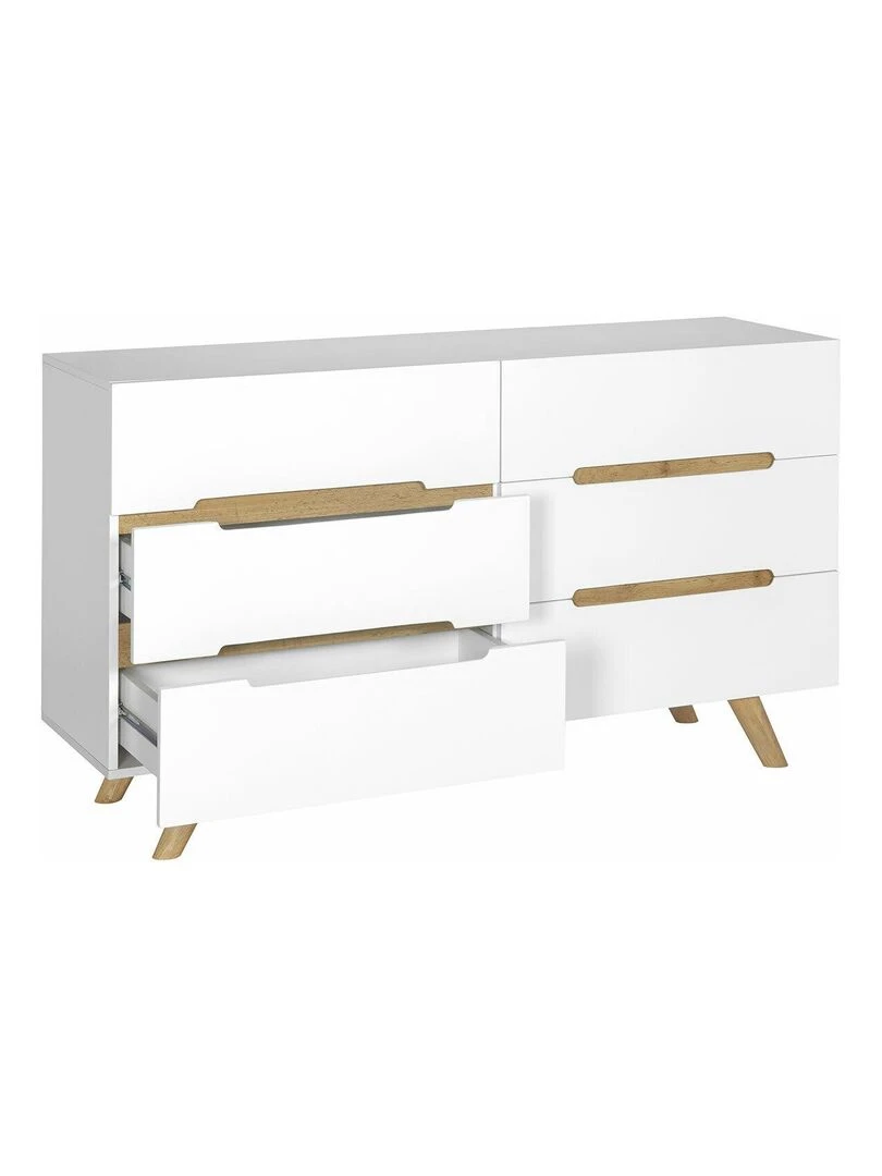 Commode 6 tiroirs Kota AKITEN RETAIL Blanc Marron