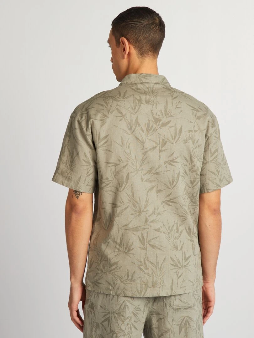 Chemisier en lin mélangé   Kaki