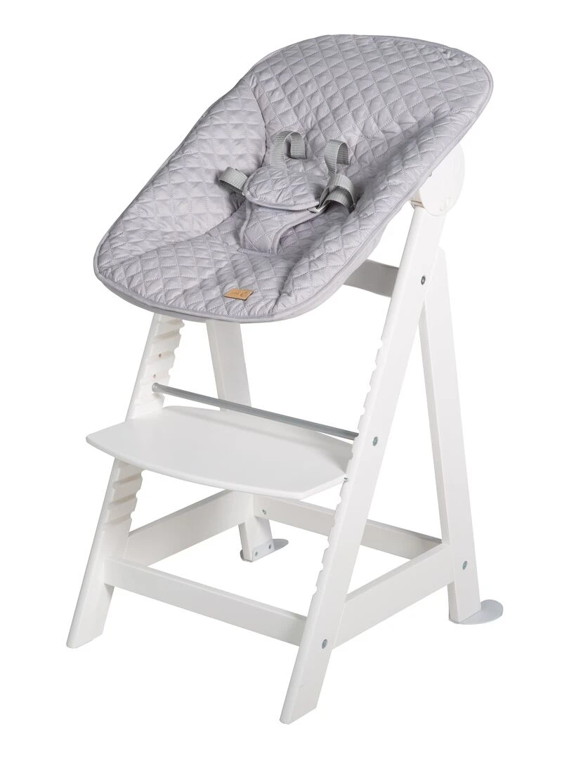 ROBA Chaise Haute Évolutive "Born Up" + Transat "roba Style"   Gris/blanc   Blanc