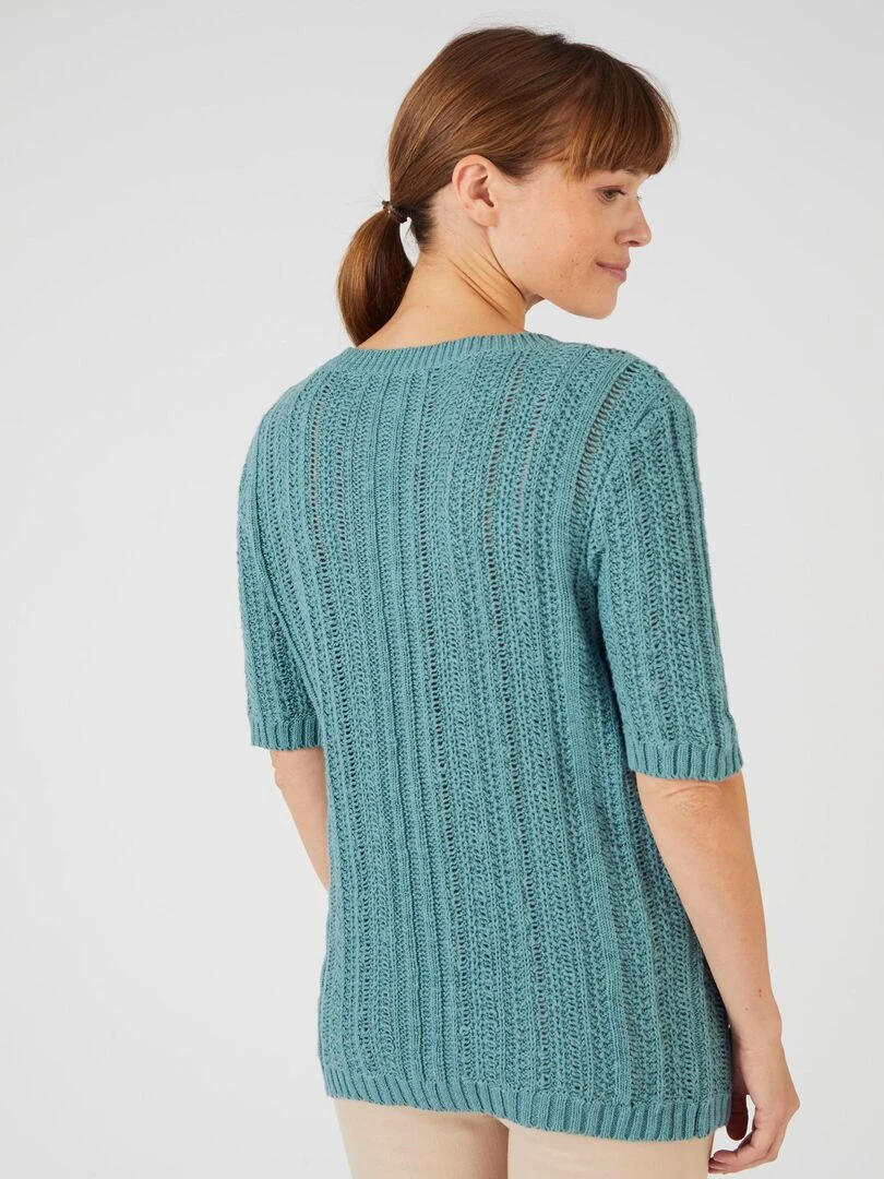 Pull effet crochet   Damart   Vert anis