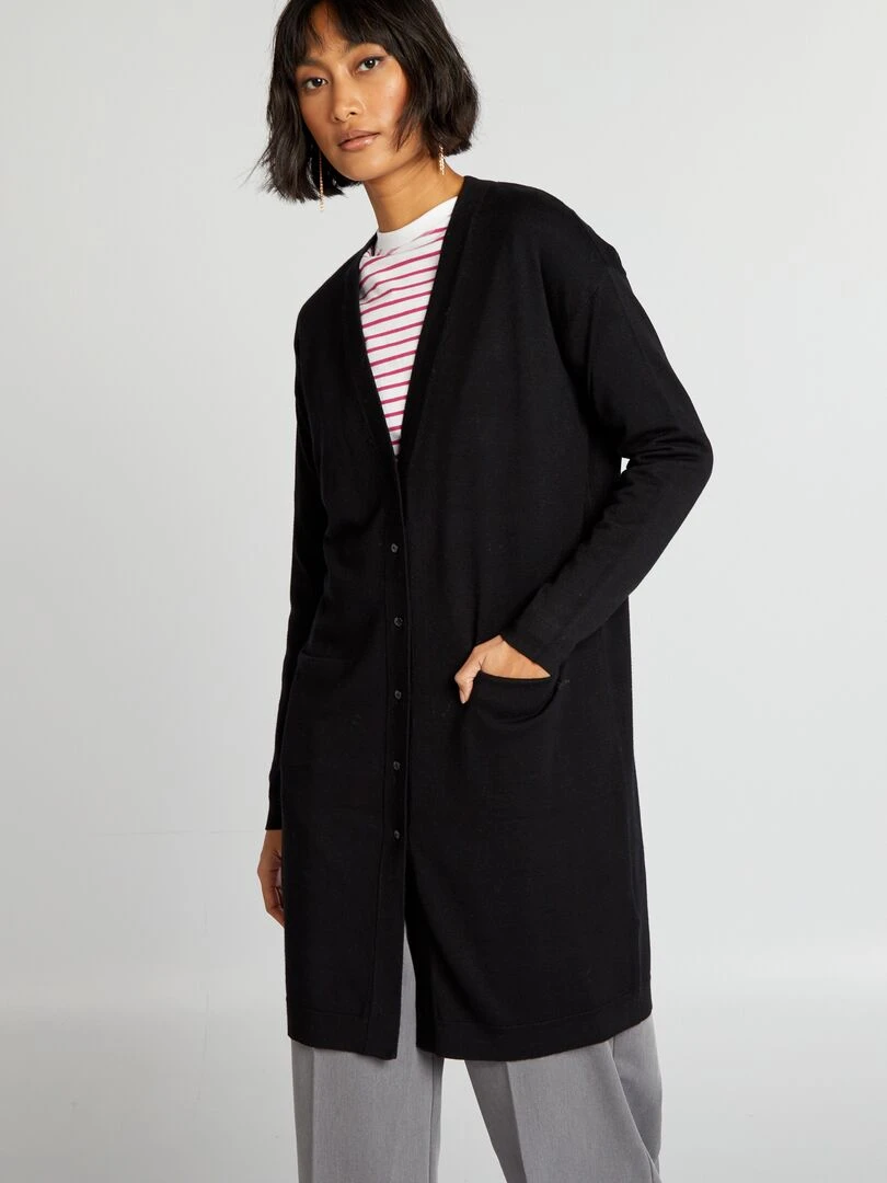 Gilet long boutonné Noir