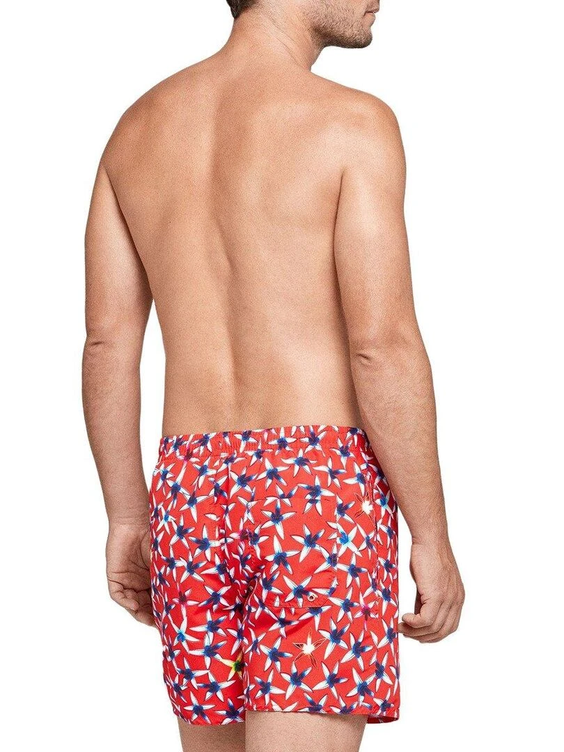 Maillot de bain short floral Juhu   Rouge