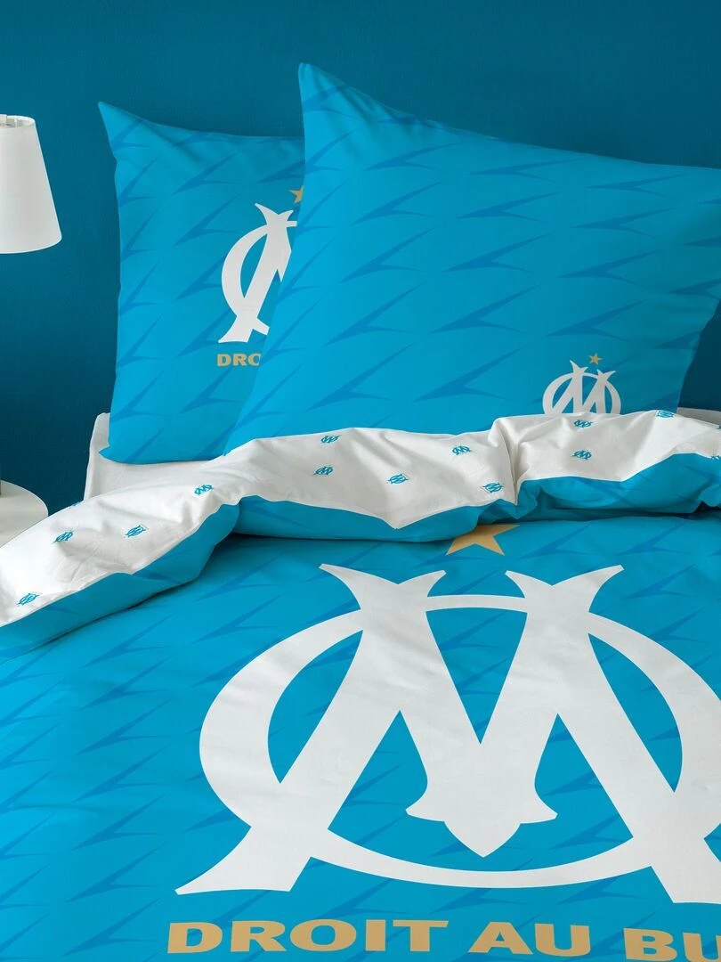Parure de lit 'OM' 2 personnes Bleu