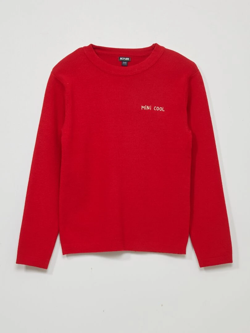 Pull en maille jersey à manches longues Rouge