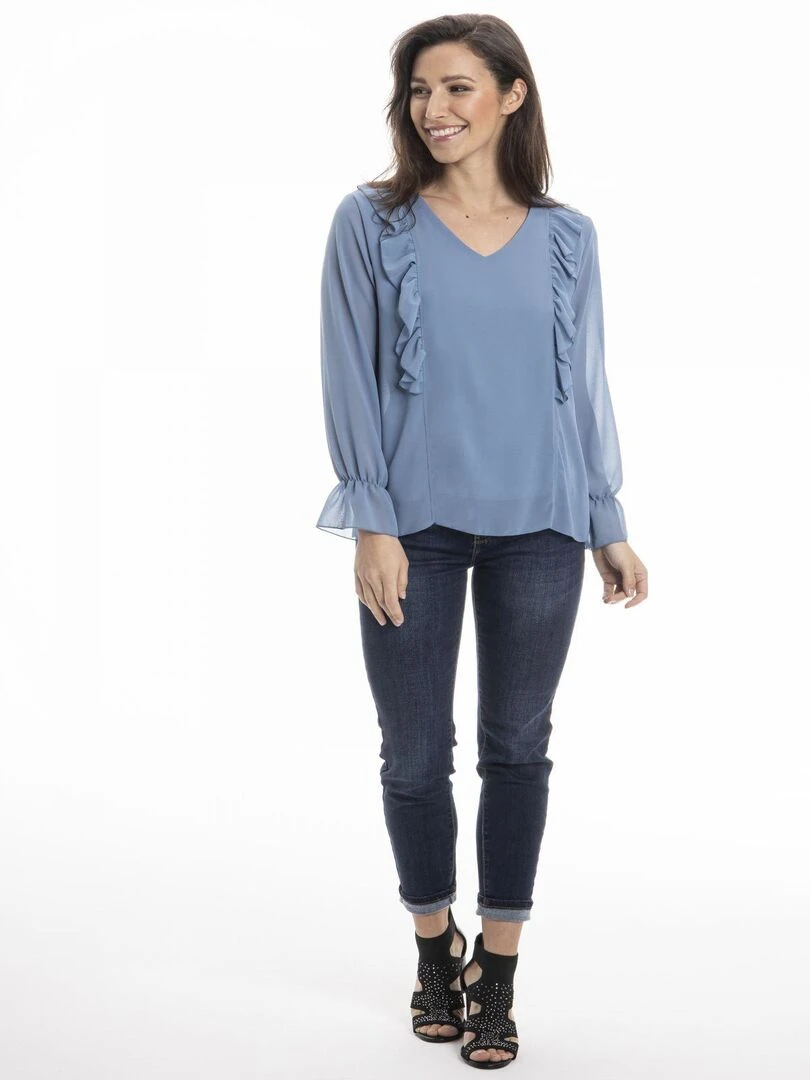 Chemise col tunisien CAROLE Gérard Pasquier Bleu foncé