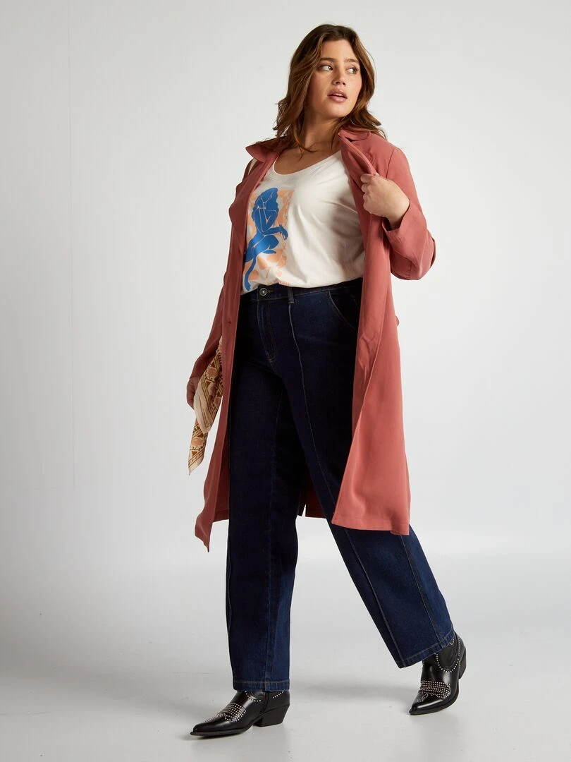 T shirt en coton avec imprimé Rose pâle