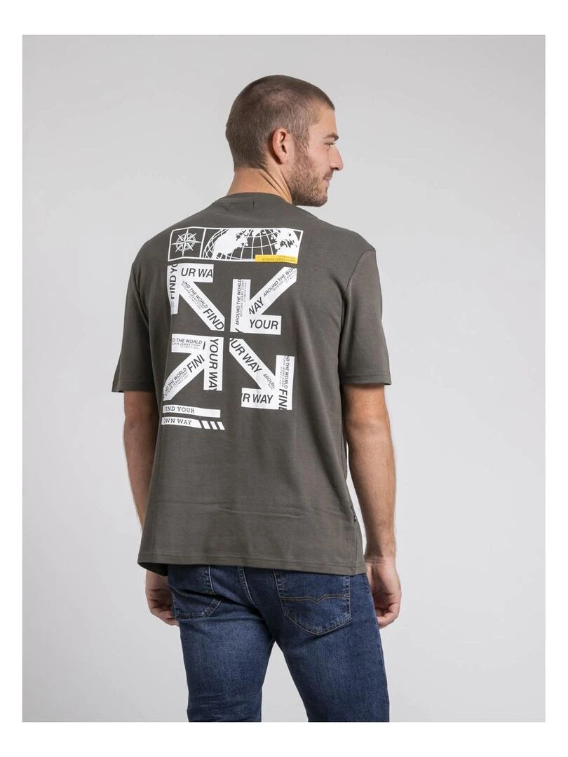 T shirt col rond oversize pur coton JOEDEN Kaki