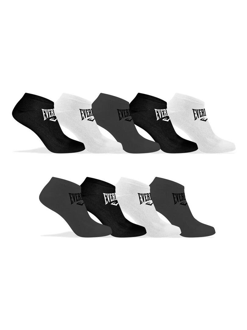 Lot de 9 Paires de Chaussettes Socquettes assorties Everlast Noir