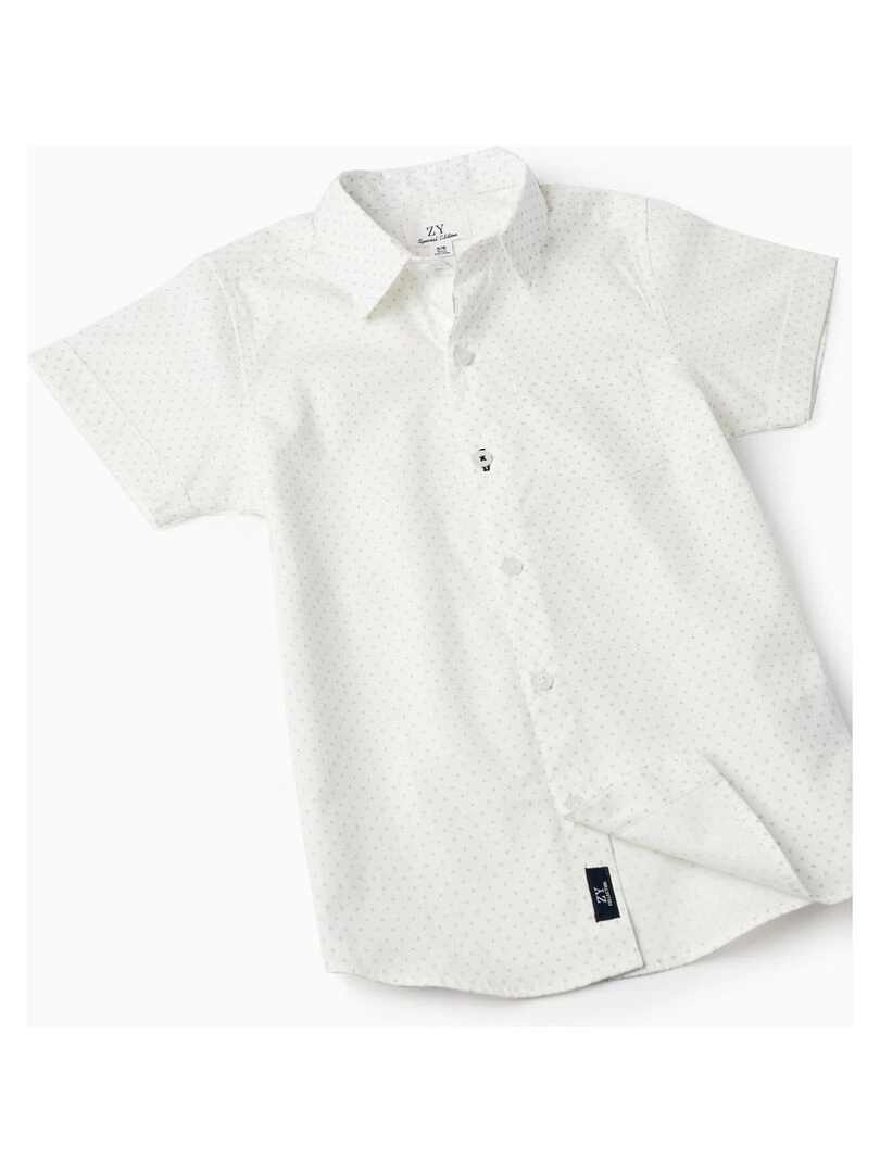 Chemise à manches courtes + Short avec bretelles pour garçon  CÉRÉMONIE   Blanc