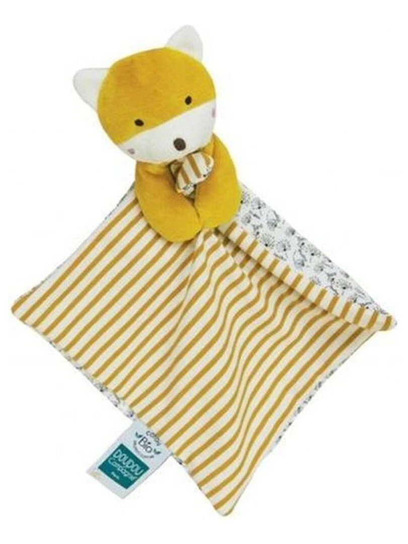 Doudou Doudou et Compagnie Renard Beige Rayure Plat 20 cm Bio Beige