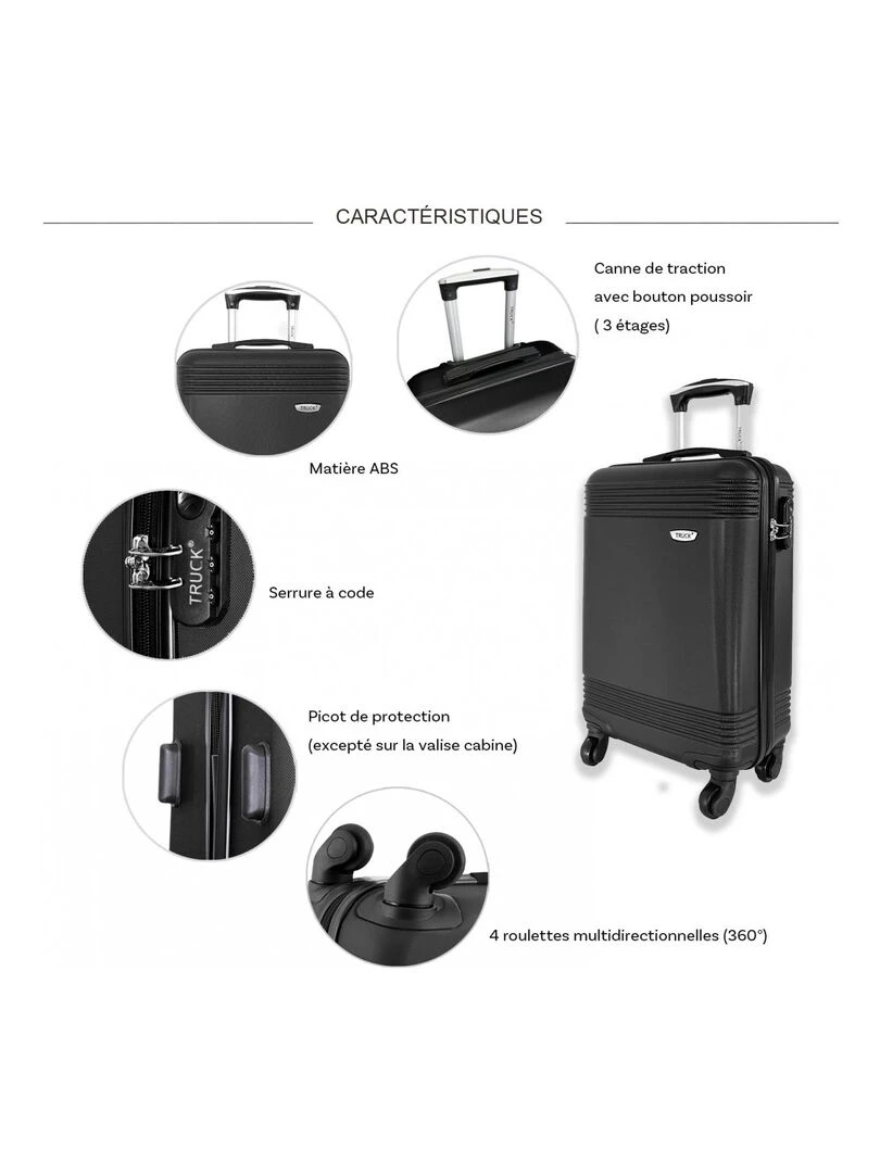 Lot 3 valises dont 1 valise cabine rigides ABS   Bleu