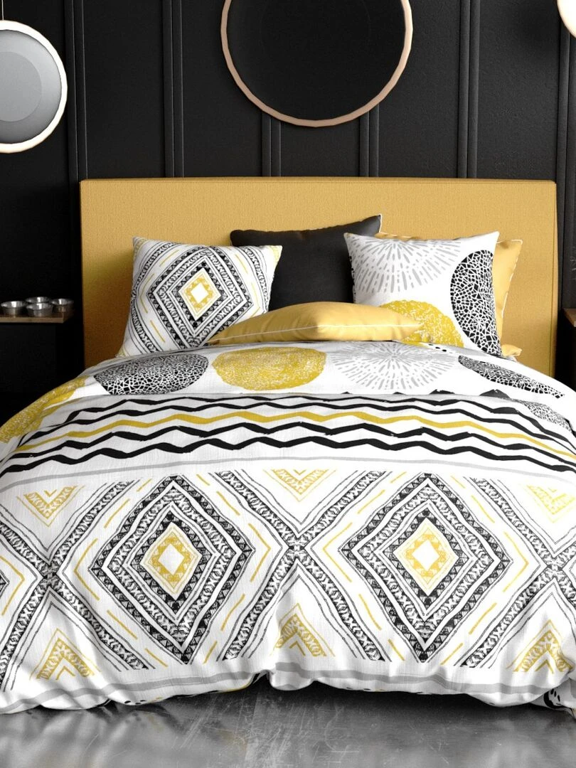 Housse de couette 220x240 Avio + 2 taies 100% coton 57 fils Blanc