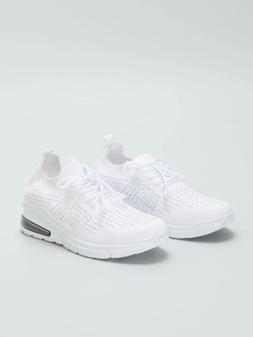 Basket de sport à strass Blanc