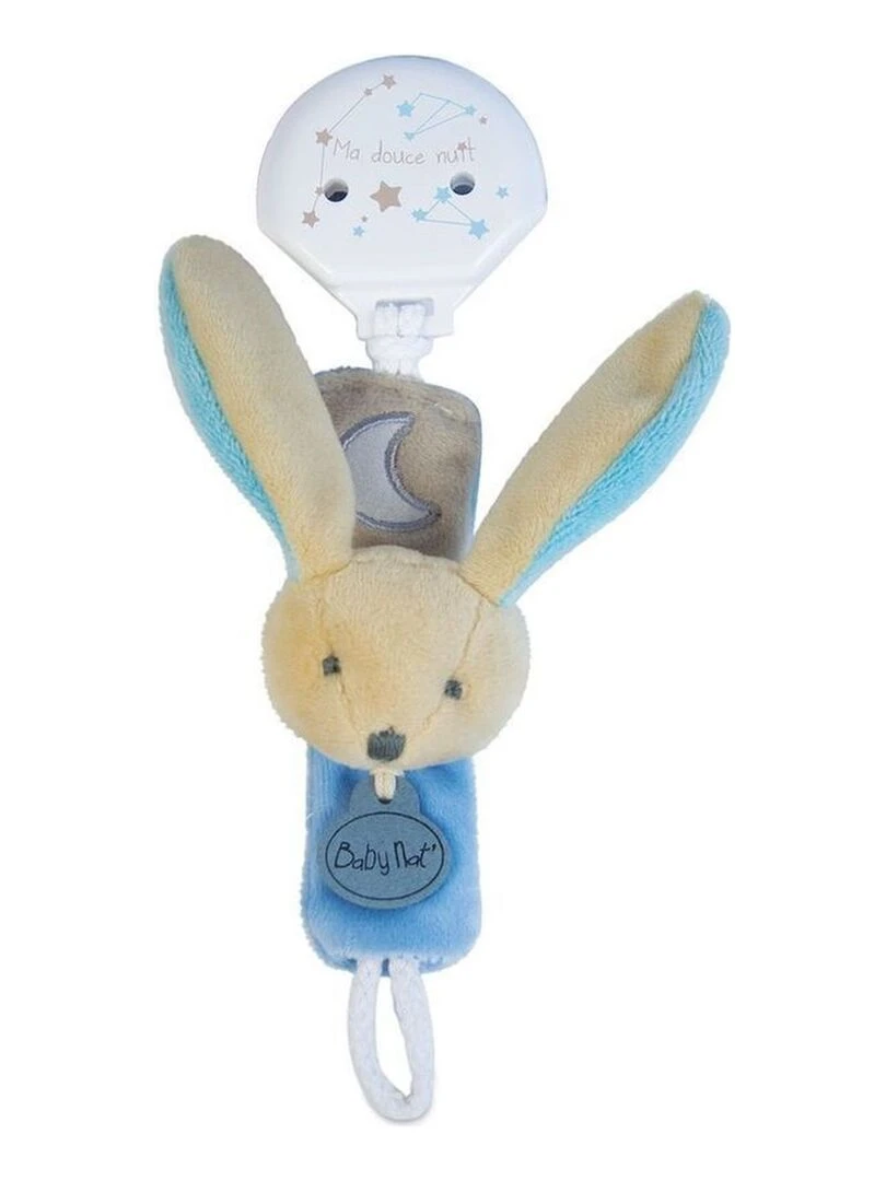 doudou Babynat Lapin Bleu BN0136 Les Luminescents Attache Tetine Bleu