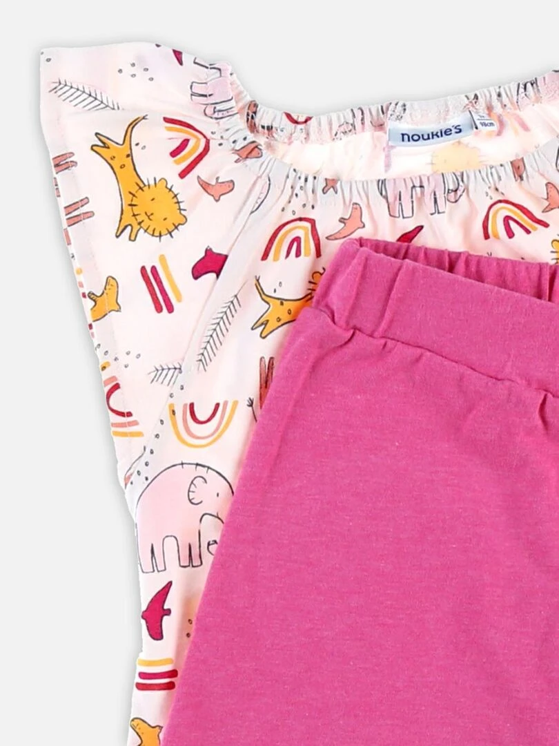 Pyjama 2 pièces court à imprimés en jersey    Noukie's   Rose