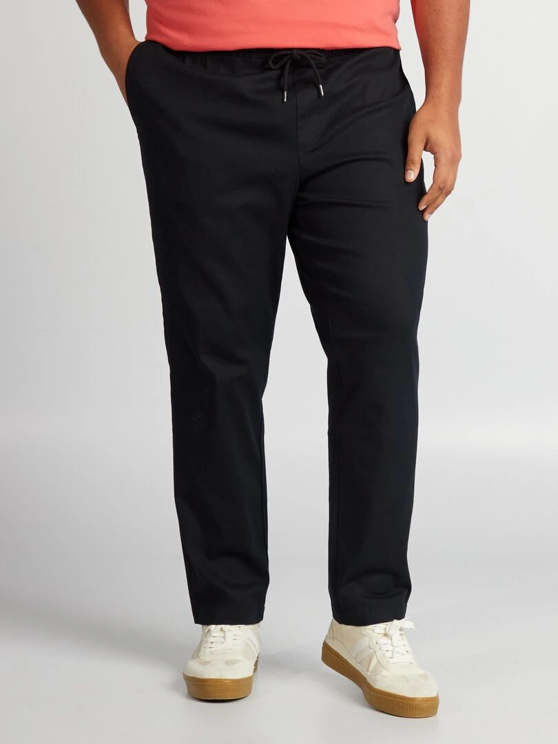 Pantalon chino à taille élastiquée noir