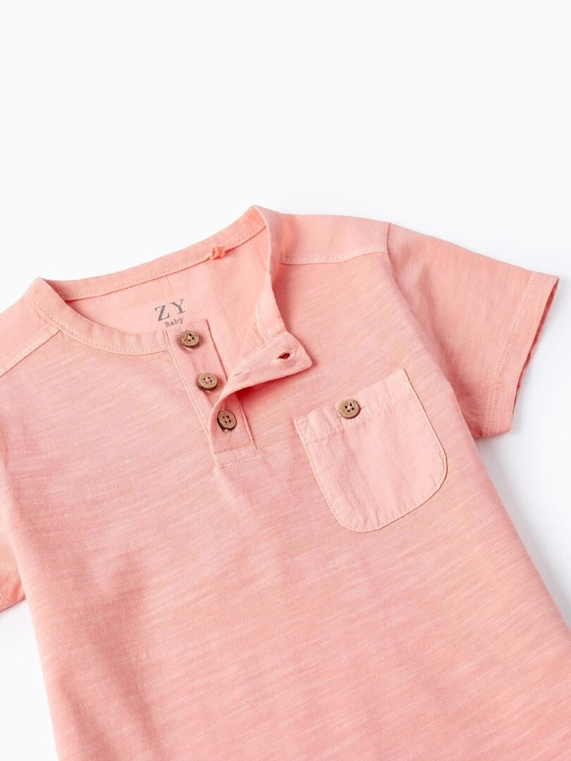 T shirt en Coton avec Poche pour Bébé Garçon manches courtes   Rose