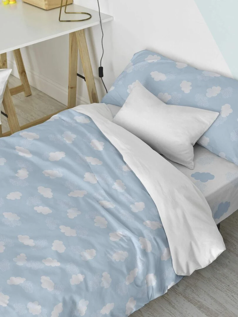 Parure housse de couette 2 pièces Clouds "Happyfriday"   Beige