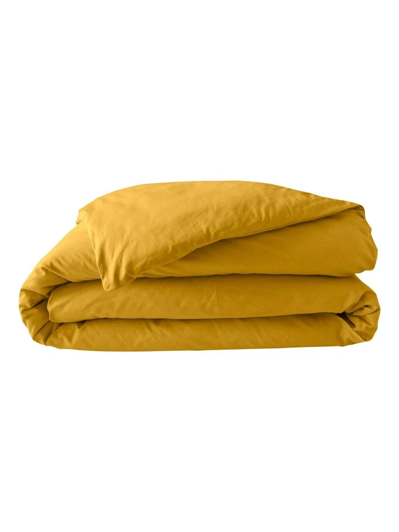 Housse de couette en percale de coton uni   Jaune