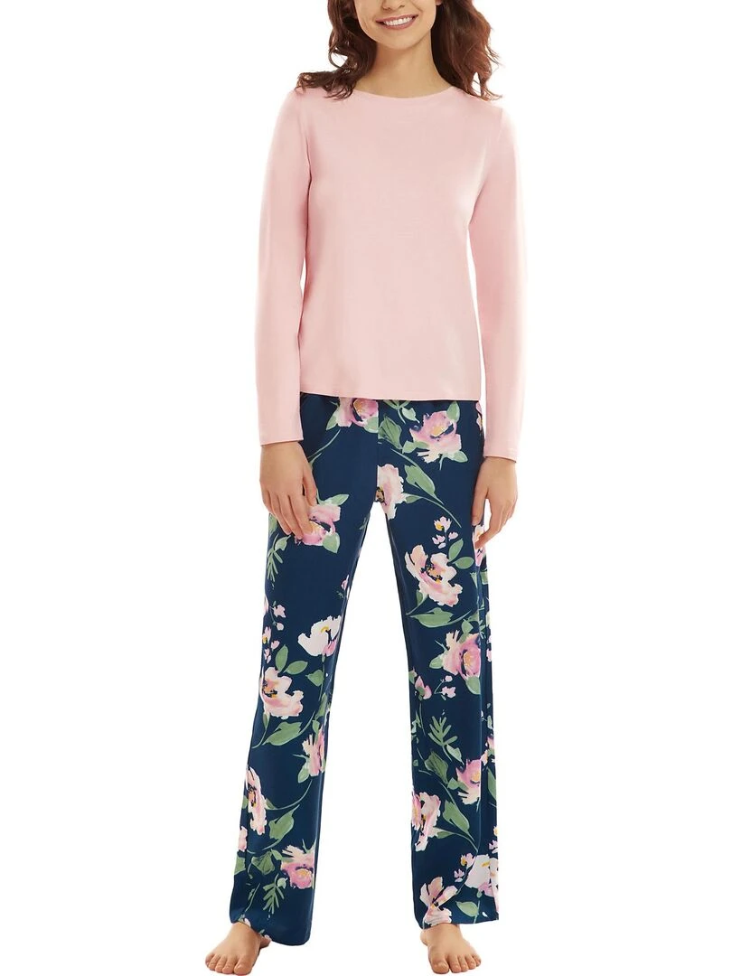 Pyjama pantalon top manches longues Kasia Bleu