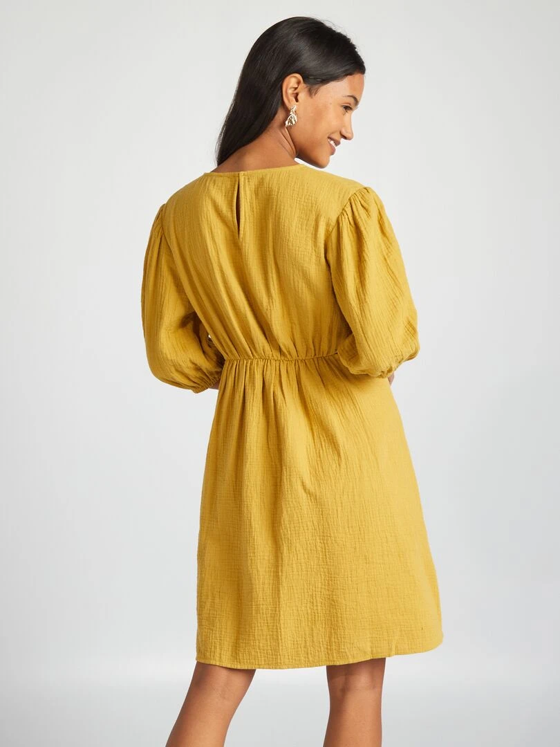 Robe en gaze de coton avec ouverture   Jaune