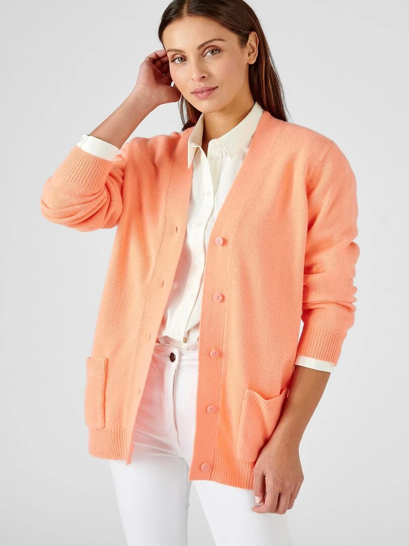 Gilet classique maille jersey Damart Orange corail