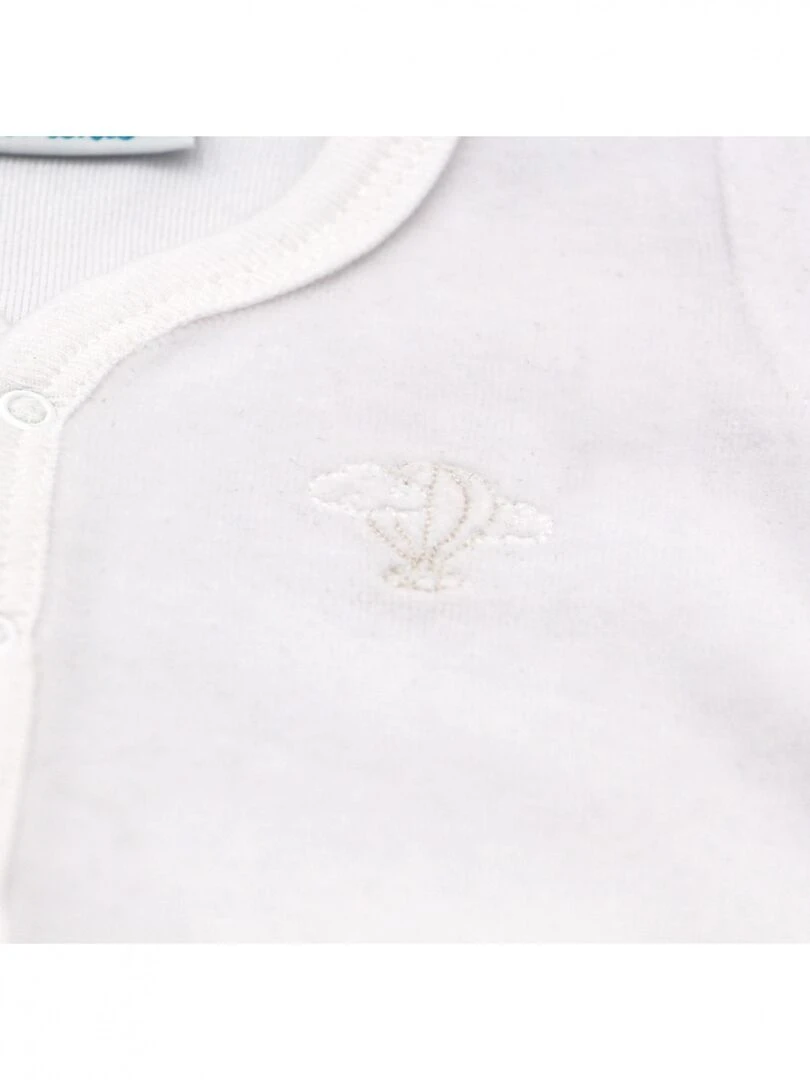Pyjama velours   100% coton biologique   1 à 6 mois   Blanc