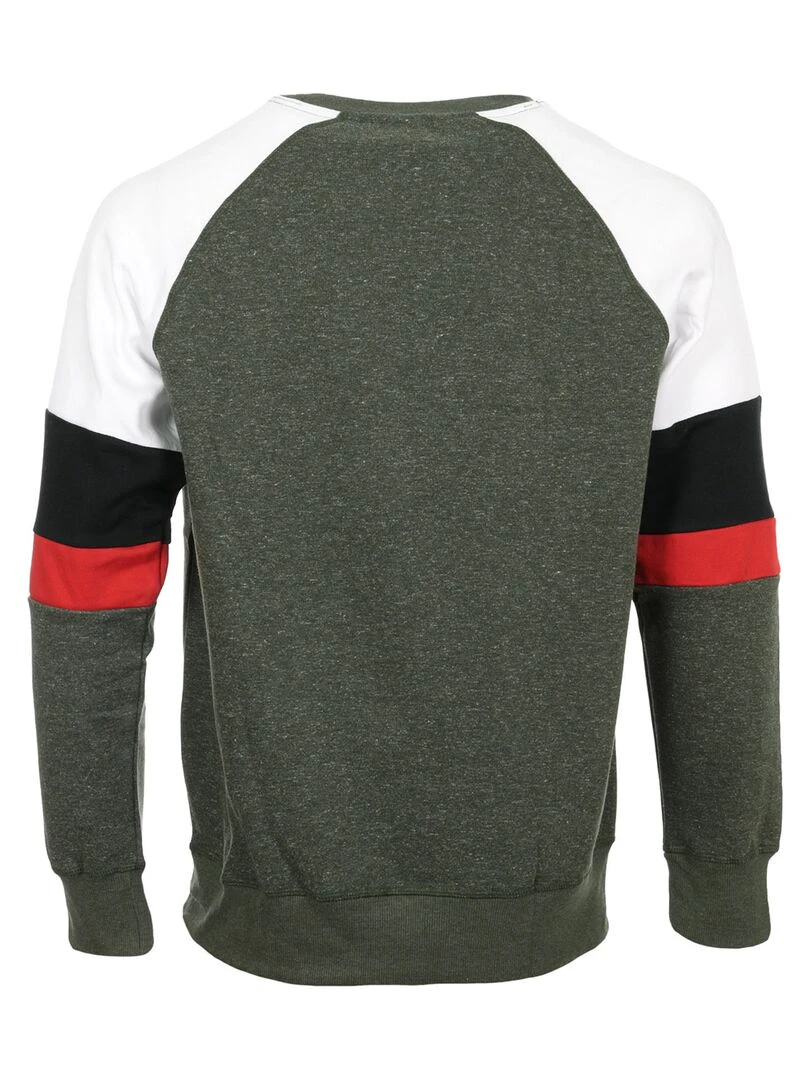 Sweat Eh H Sws Col Rond Tricolore Kaki