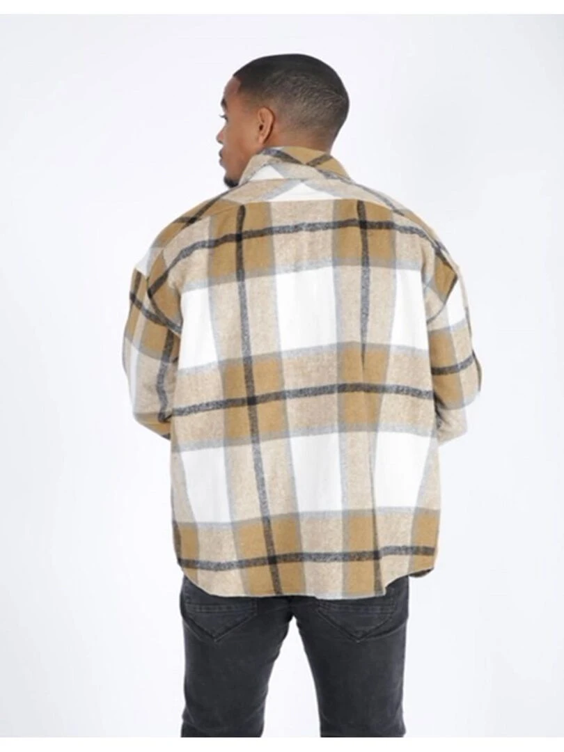 Surchemise polaire à carreaux Kebello Beige