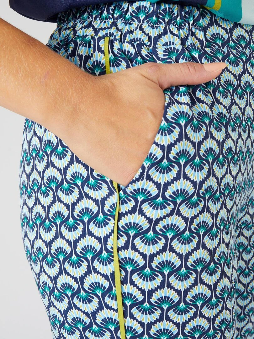 Pantalon 7/8ème mini bandes côtés.   Damart   Bleu marine
