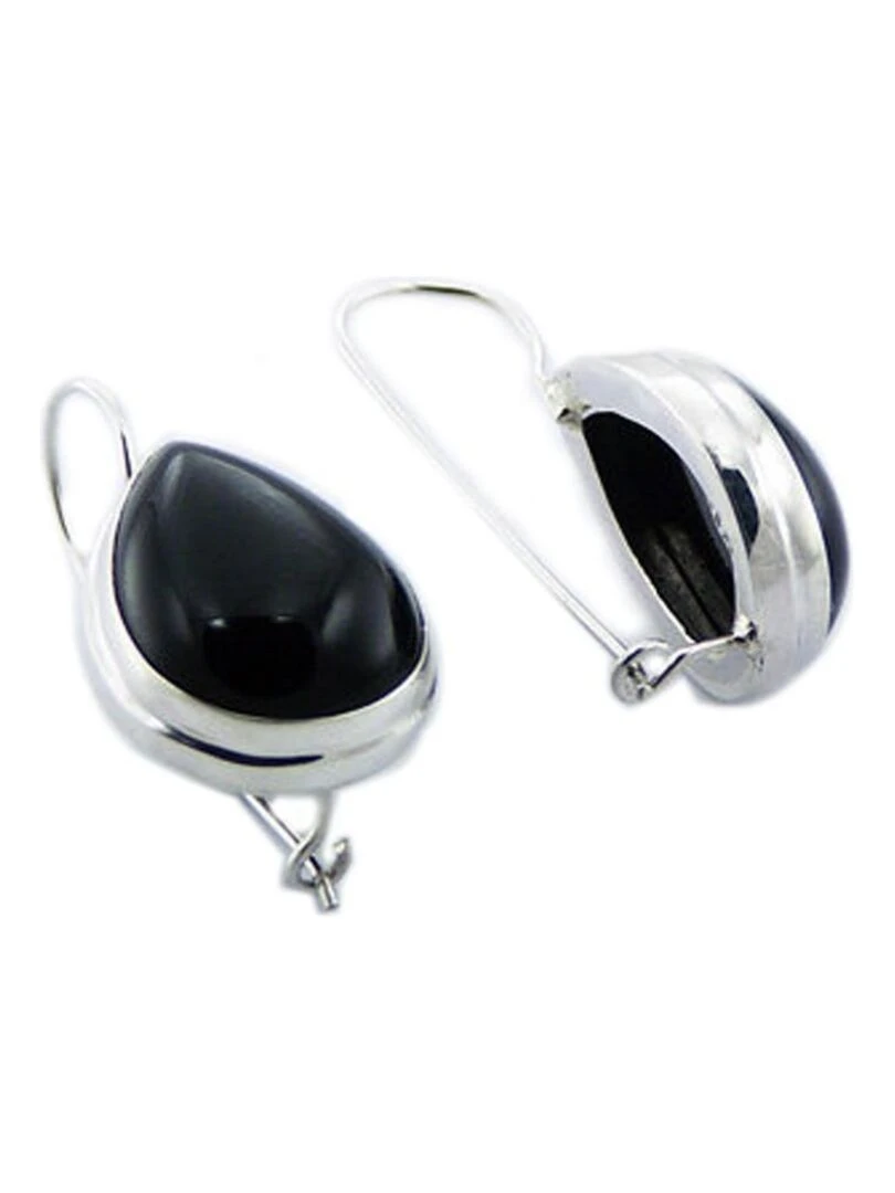 Boucles d'oreilles en argent agate Bijoucolor Noir