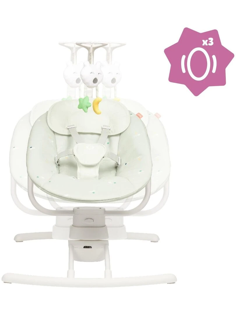 Balancelle latérale multifonctions  3 vitesses et 8 berceuses réglables  Lichen 'Badabulle'   Gris clair