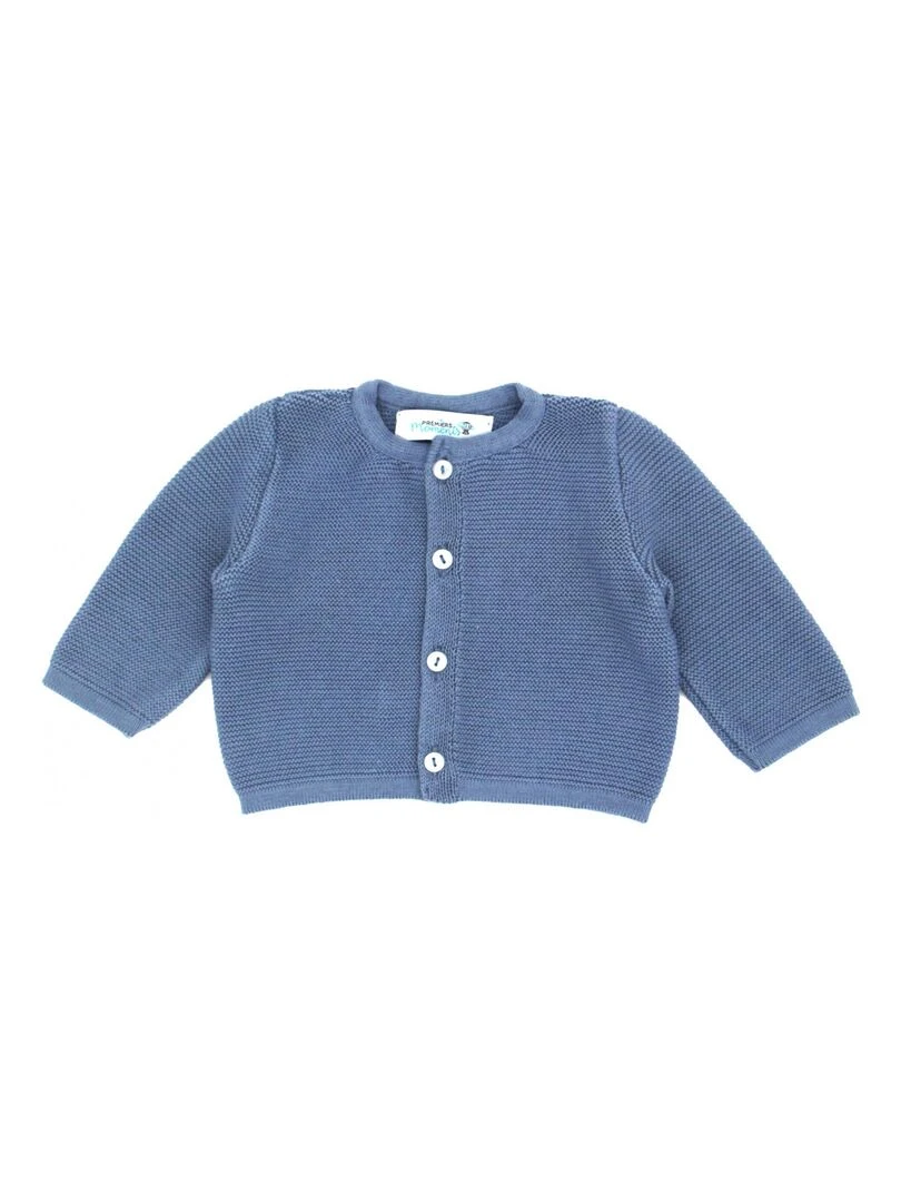 Ensemble tricoté   100% coton bio   1 à 3 mois   Bleu marine