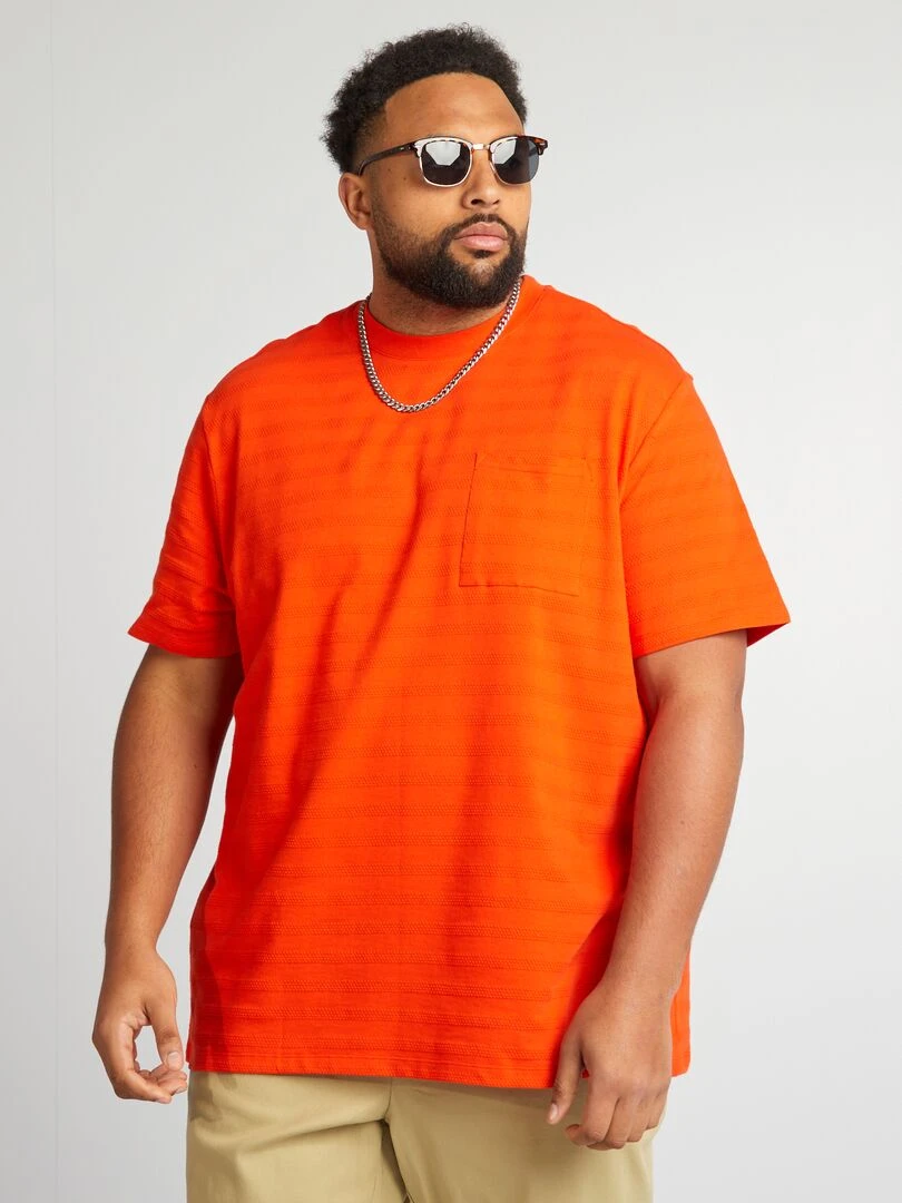 T shirt en matière fantaisie   Orange