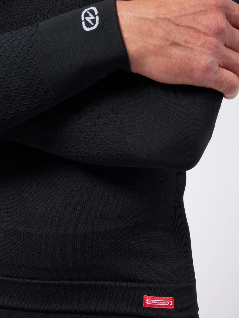 T shirt col zippé Energy 3 Thermolactyl homme   DamartSport   Noir