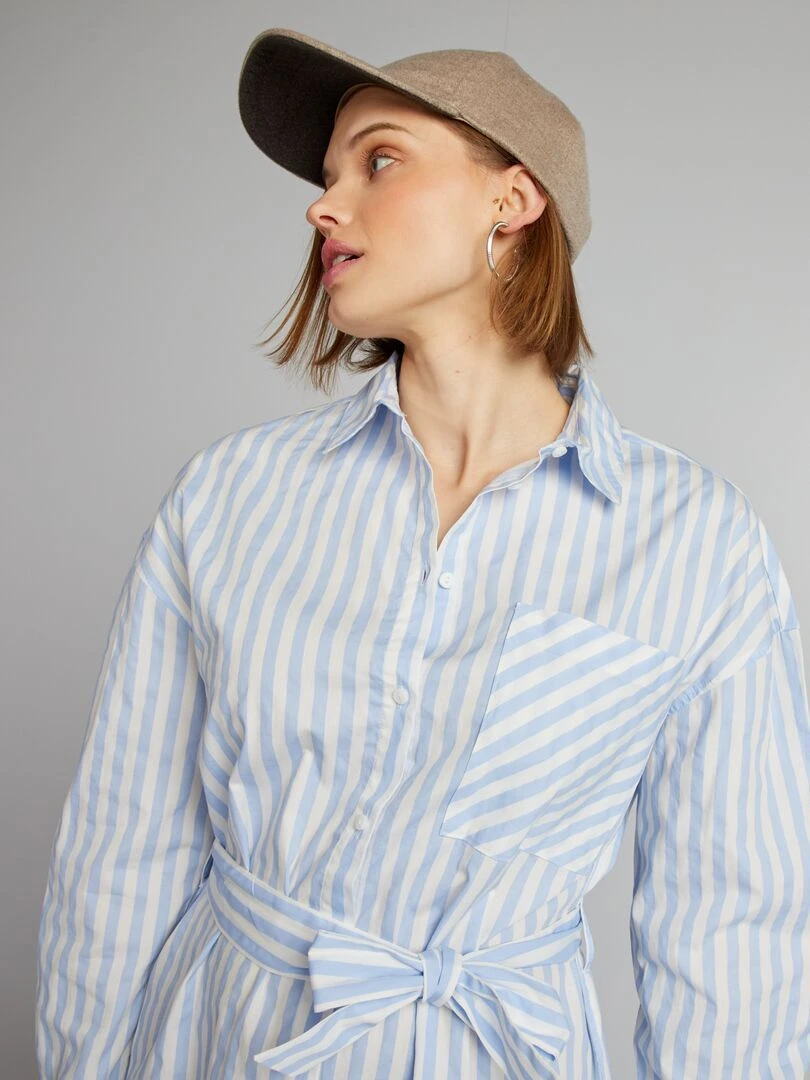 Robe chemise en popeline   Bleu